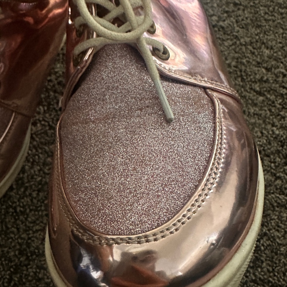 Rose Gold Glitter FUN Platform Sneakers Metallic Costume Fun Sole Shoes 8.5 - Picture 15 of 15